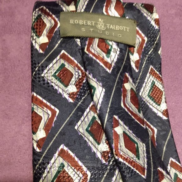 Robert Talbott || Dark Blue Tie with  Diamond Print - Picture 2 of 2